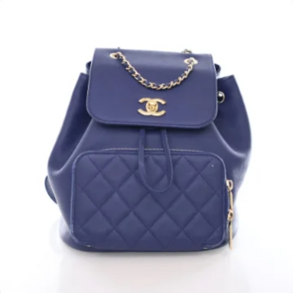 Chanel Business Affinity Backpack Blue Caviar